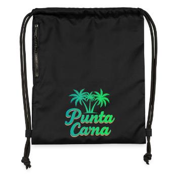 Vacances caribéennes à Punta Cana avec palmiers - Sac à cordon en polyester recyclé - noir - Devant