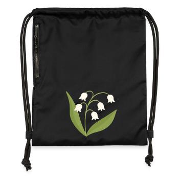 Floraison du muguet - Sac à cordon en polyester recyclé - noir - Devant
