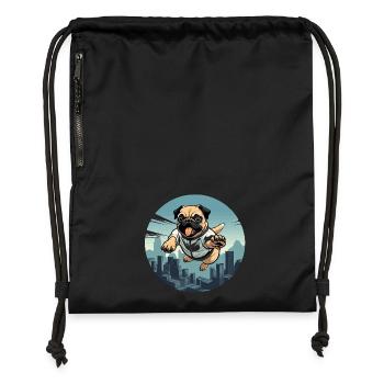 Carlin dans le saut au-dessus de la ligne d’horizon - Sac à cordon en polyester recyclé - noir - Devant