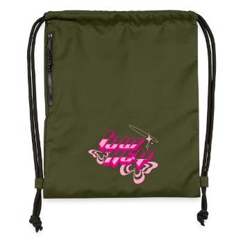 Glam Neon 80s Text - Gymsac made from recycled material - military green - Front