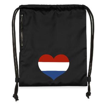 Cœur du drapeau des Pays-Bas - Sac à cordon en polyester recyclé - noir - Devant