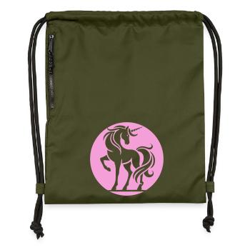 Cercle de la silhouette de la licorne rose - Sac à cordon en polyester recyclé - military green - Devant