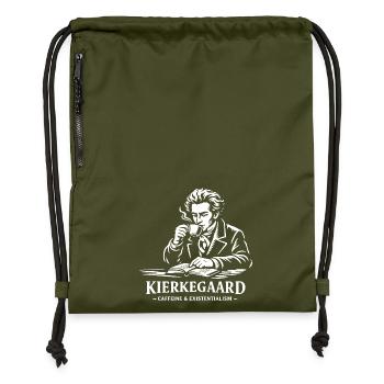 Kierkegaard Coffee Existentialism - Gymsac made from recycled material - military green - Front