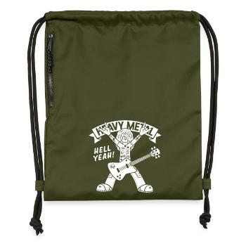 Heavy Metal Hero mit Gitarre - Turnbeutel aus Recycling-Material - military Green - Vorne