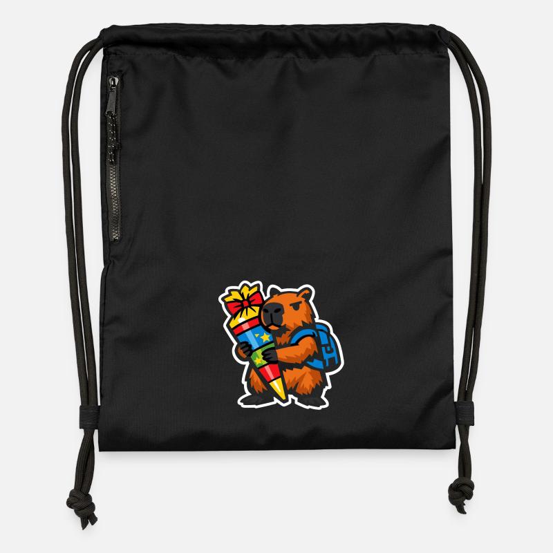 Capybara 1. Schultag | Einschulung Kinder - Turnbeutel aus Recycling-Material - Schwarz