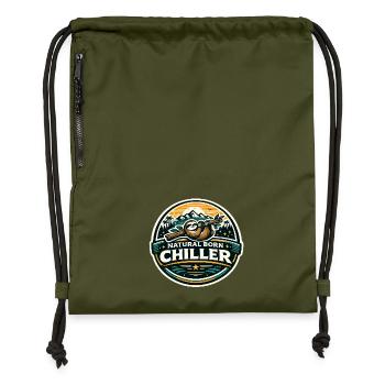 Natürlich Chilliger Faultier Badge - Turnbeutel aus Recycling-Material - military Green - Vorne