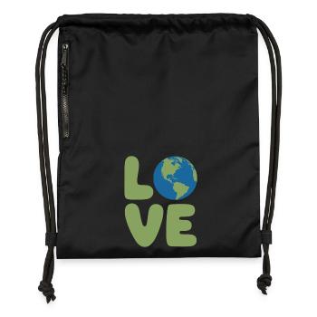 Earth Love Globe Logo - Turnbeutel aus Recycling-Material - Schwarz - Vorne