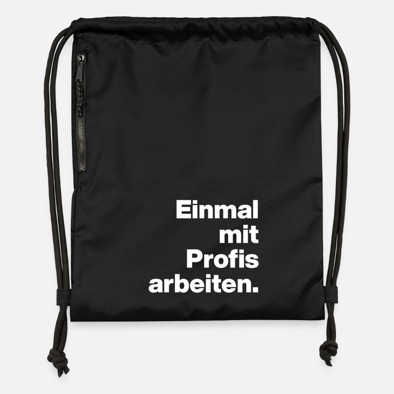 TRAVAILLEZ ENFIN AVEC DES PROFESSIONNELS. SARCASME, STAGIAIRE ESPIÈGLE - Sac à cordon en polyester recyclé - noir