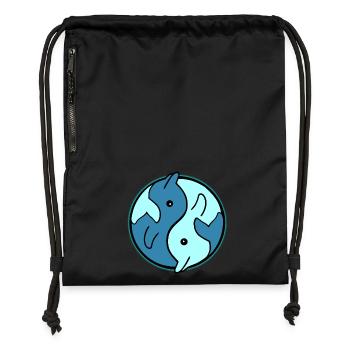 Dolphins YinYang Circle Design - Gymsac made from recycled material - black - Front