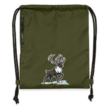Nördliches Maskottchen des arktischen Karibu-Rentiers - Turnbeutel aus Recycling-Material - military Green - Vorne