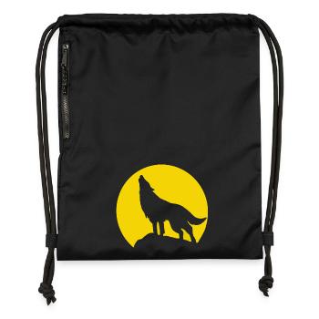 Mondsilhouette Wolfheulen - Turnbeutel aus Recycling-Material - Schwarz - Vorne