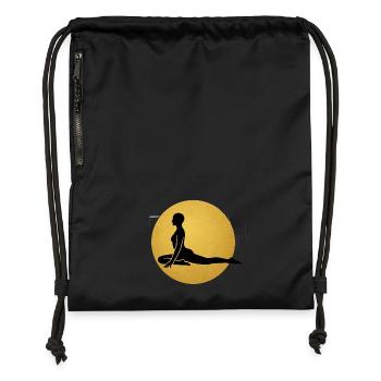 Pigeon Pose Yoga Silhouette Golden Sun - Gymsac made from recycled material - black - Front