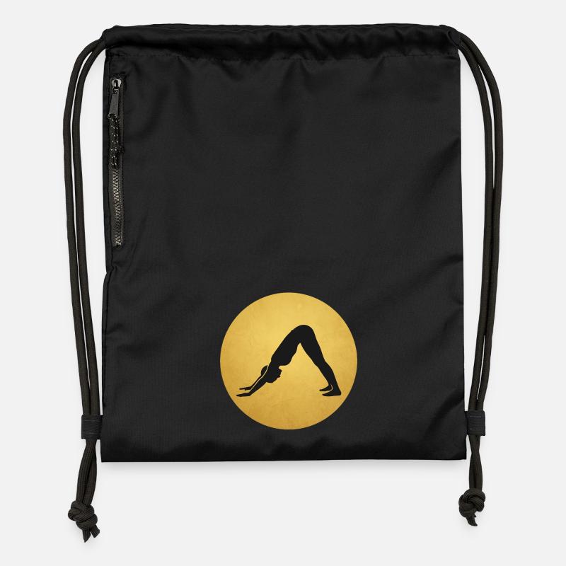 Yoga Silhouette du chien face vers le bas - Sac à cordon en polyester recyclé - noir