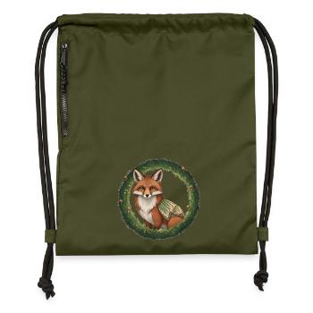Fuchs Wald Kranz Illustration - Turnbeutel aus Recycling-Material - military Green - Vorne
