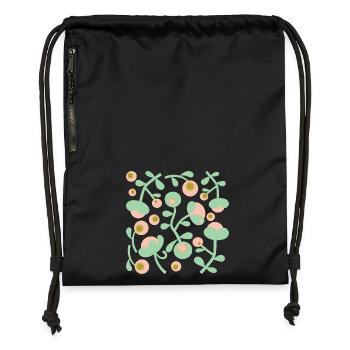 Pivoines abstraites L Blush rose vert citron - Sac à cordon en polyester recyclé - noir - Devant