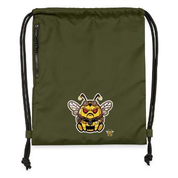 Bionische Edgy Steampunk Cyborg Bee - Turnbeutel aus Recycling-Material - military Green - Vorne