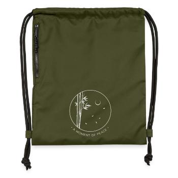 Lune zen en bambou - Un moment d’art de paix - Sac à cordon en polyester recyclé - military green - Devant
