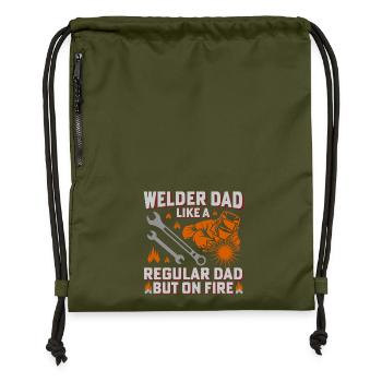 Welder Dad Firepower Design - Gymsac made from recycled material - military green - Front