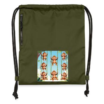 Swinging monkeys in the jungle - Gymsac made from recycled material - military green - Front