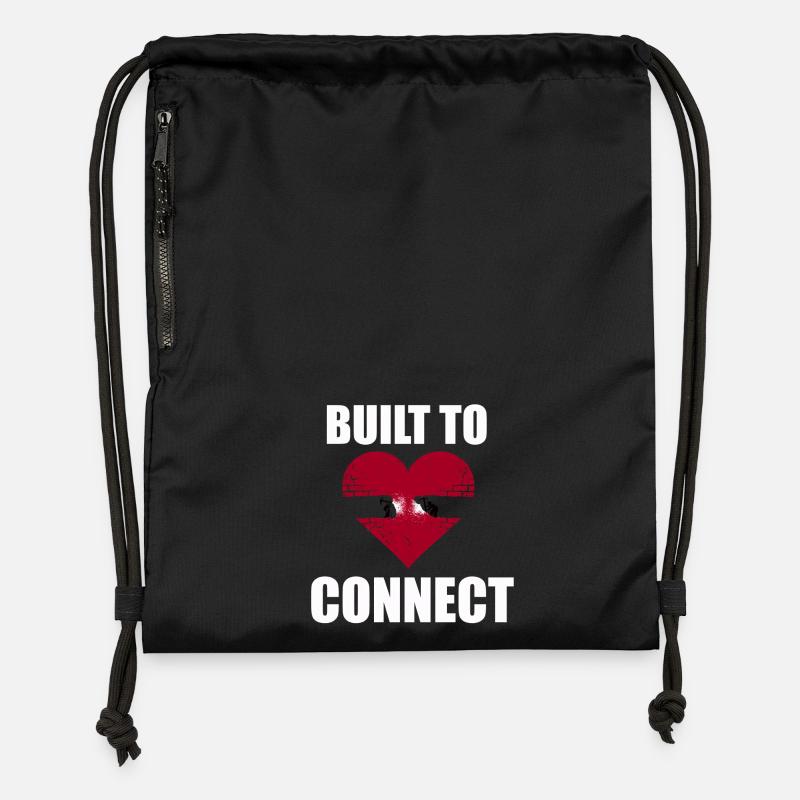 Construit pour connecter L’amour demande du travail Lien fort - Sac à cordon en polyester recyclé - noir