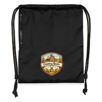 Country Roots Bauernhof Emblem - Turnbeutel aus Recycling-Material - Schwarz - Vorne