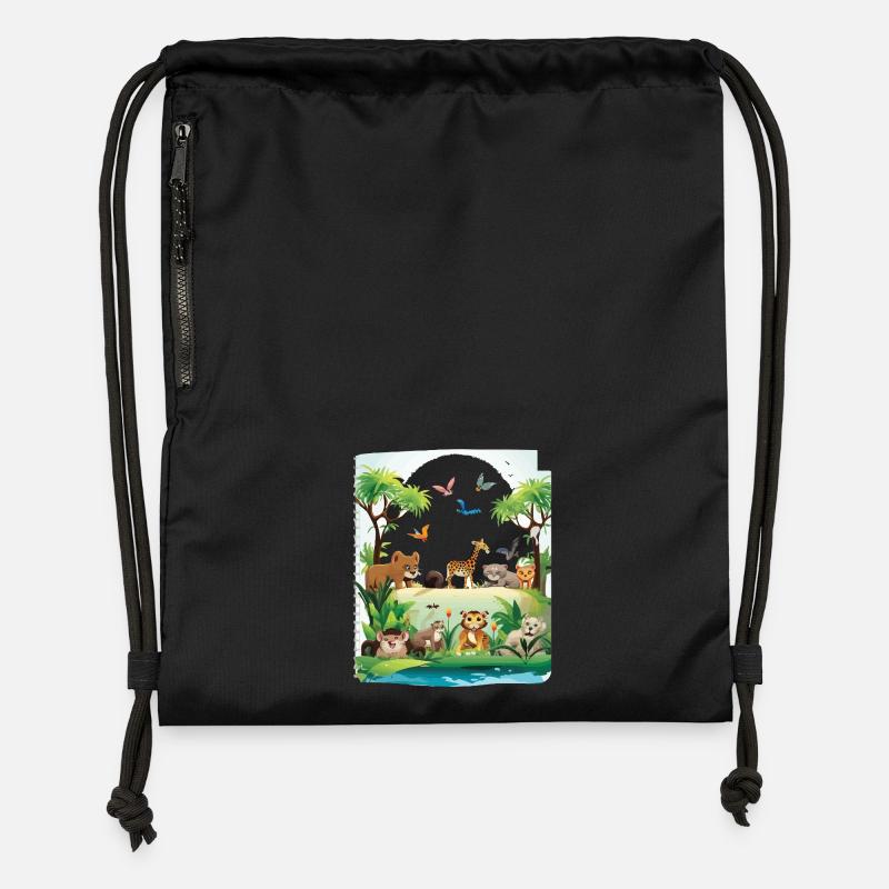 Jungle Tierwelt Safari - Turnbeutel aus Recycling-Material - Schwarz
