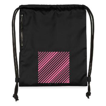 Grafische Linien mit diagonalen Streifen L-Rosa - Turnbeutel aus Recycling-Material - Schwarz - Vorne