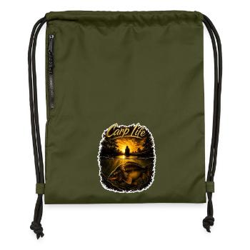 Carp Life Sunset – Bold Carp Angel Design - Turnbeutel aus Recycling-Material - military Green - Vorne