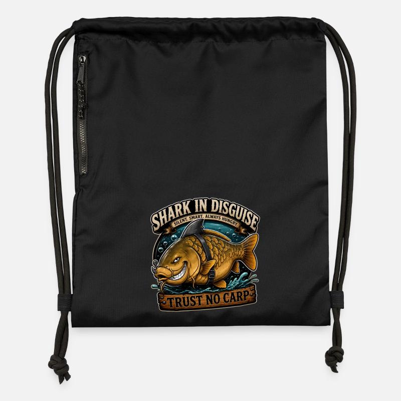Requin déguisé – Trust No Carp Design drôle - Sac à cordon en polyester recyclé - noir
