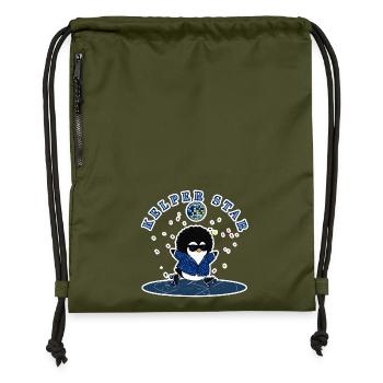 Falklandinseln Cooler Disco-Pinguin Schnee-Schlittschuhläufer - Turnbeutel aus Recycling-Material - military Green - Vorne