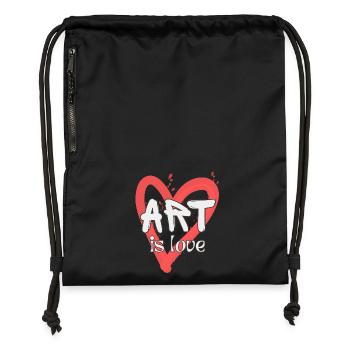 L’art est l’amour, blanc sur rouge entendu - Sac à cordon en polyester recyclé - noir - Devant