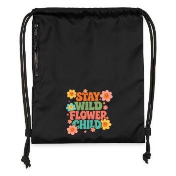 Stay Wild Flower Child - Gymsac made from recycled material - black - Front