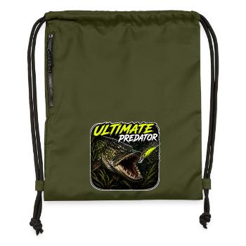 Ultimatives Predator-Hechtfang-Design - Turnbeutel aus Recycling-Material - military Green - Vorne