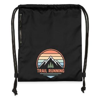 Trailrunning Pastel Mountain Sunset - Turnbeutel aus Recycling-Material - Schwarz - Vorne