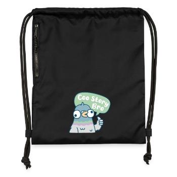 Cute Derpy Pigeon Coo Story Bro Funny Pun - Gymsac made from recycled material - black - Front