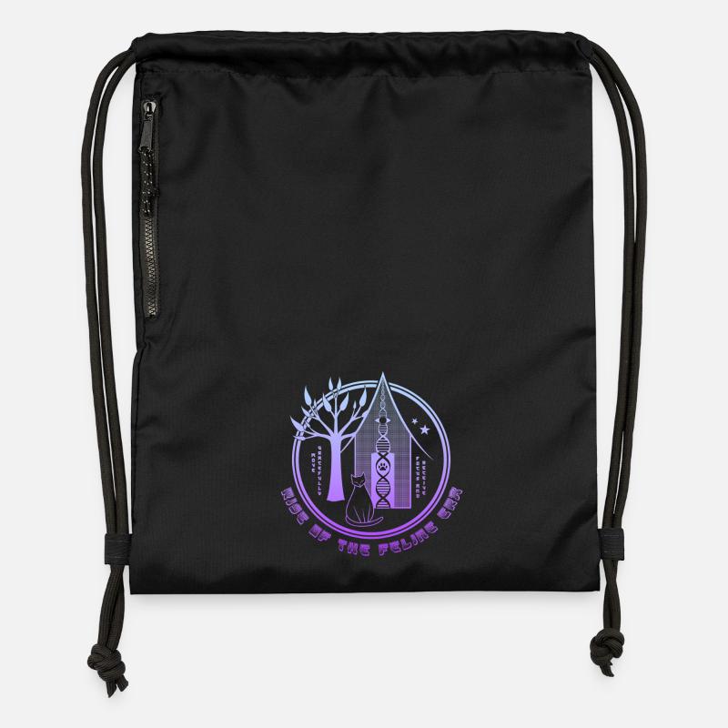 Ascension de l’ère féline - Sac à cordon en polyester recyclé - noir