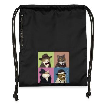 Dapper Cats Quartet - Gymsac made from recycled material - black - Front