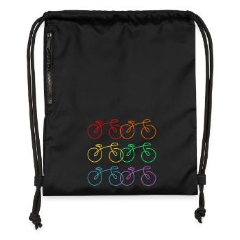 Roue de vélo à dessin linéaire - Sac à cordon en polyester recyclé - noir - Devant