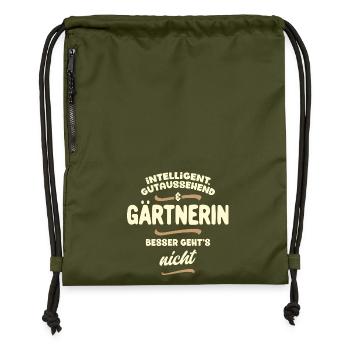 Intelligent, gutaussehend und Gärtnerin... - Turnbeutel aus Recycling-Material - military Green - Vorne