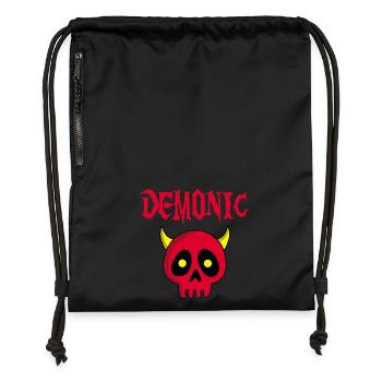 Tête de mort démon manga - Sac à cordon en polyester recyclé - noir - Devant
