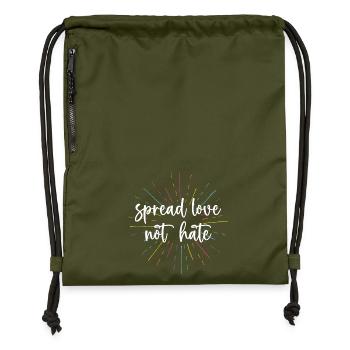 Pride Month - Spread Love Not Hate - Gymsac made from recycled material - military green - Front