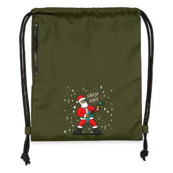 Santa Plays Electric Guitar. Heavy Metal Christmas - Gymsac made from recycled material - military green - Front