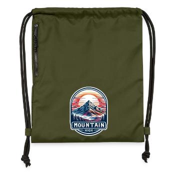 Mountain High - Berg Illustration - Gymsac made from recycled material - military green - Front