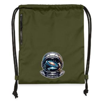 Dream Big - Astronaut Illustration - Gymsac made from recycled material - military green - Front