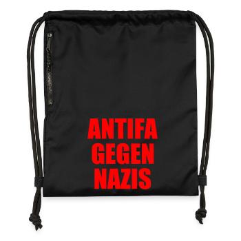 Antifa gegen nazis - Turnbeutel aus Recycling-Material - Schwarz - Vorne