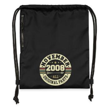 Vintage November 2008 - Birthday November 2008 - Gymsac made from recycled material - black - Front