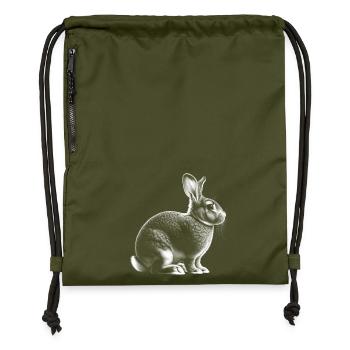 Cute bunny in realistic drawing style - Gymsac made from recycled material - military green - Front