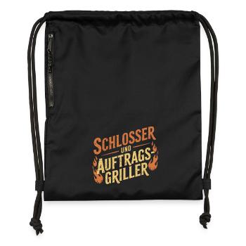 Schlosser und Auftragsgriller - Turnbeutel aus Recycling-Material - Schwarz - Vorne