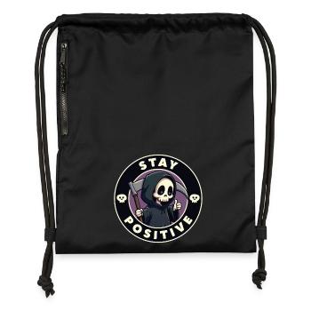 Stay Positive - Gymsac made from recycled material - military green - Front