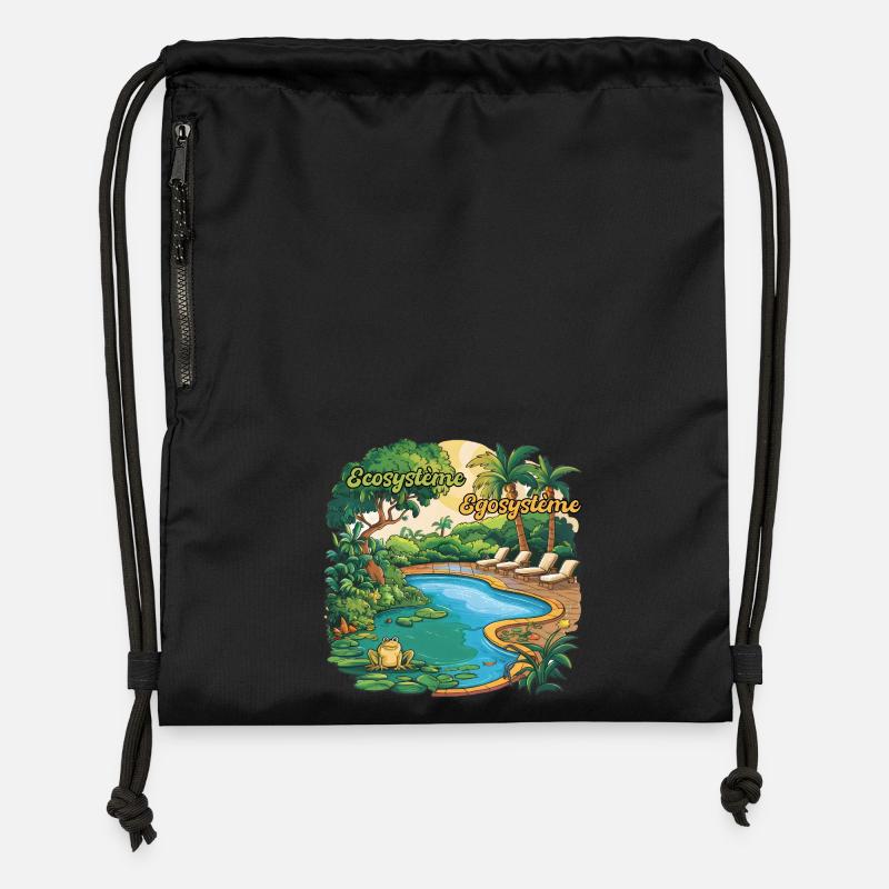 Ecosystem Egosystem Committed to the Planet - Gymsac made from recycled material - black